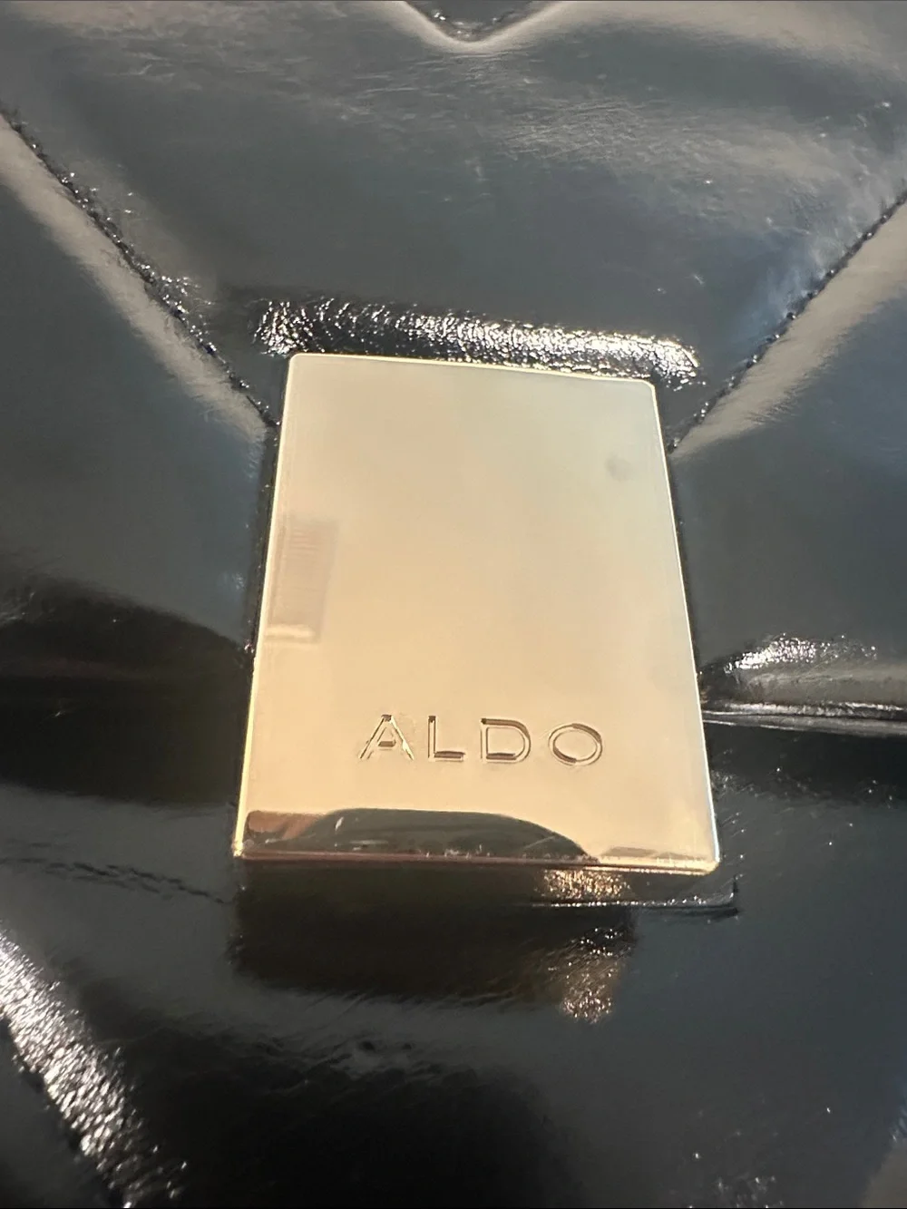Aldo Black Quilted Shoulder Bag with Gold Hardware